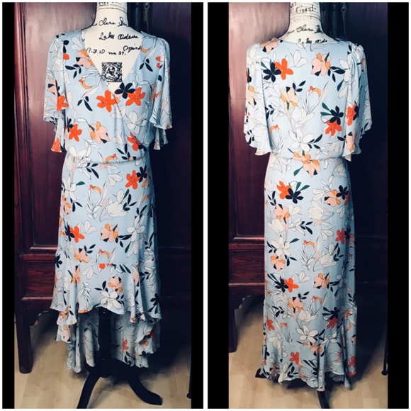 PARKER Demi SILK High-Low Floral Print Wrap Dress - Picture 2 of 16